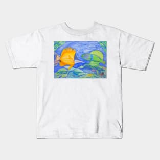 tropical fish. yellow and parrott fish. peixe papagaio Kids T-Shirt